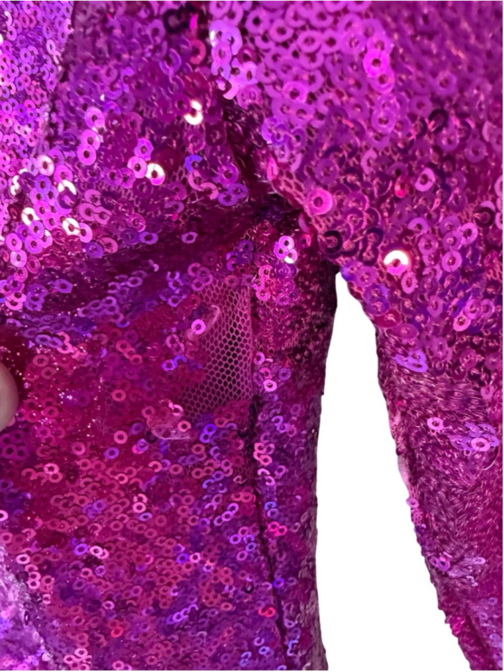 Revamped Fuchsia Sequin Long-Sleeve Mini Dress Size S Y2K Cocktail Party - Picture 8 of 14